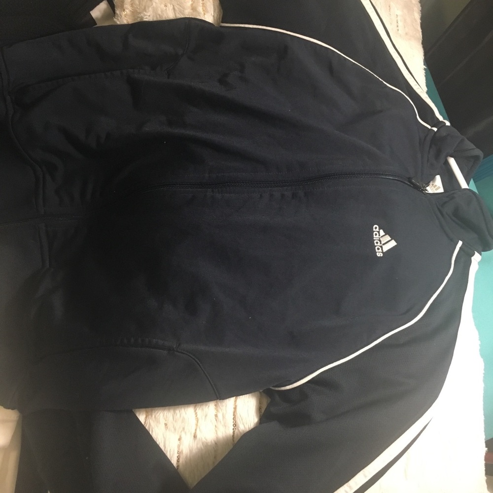 Navy blue zip up adidas jacket